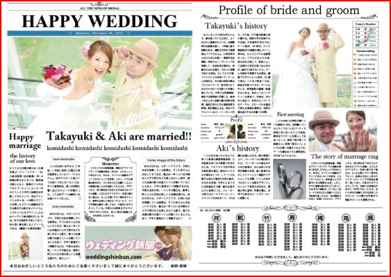 結婚式プロフィール おしゃれな英字新聞 結婚式準備 おすすめ総合情報ブログ